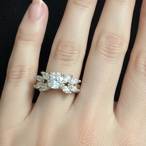 Vintage Cubic Zirconium Marquee Cut Premium Costume Ring